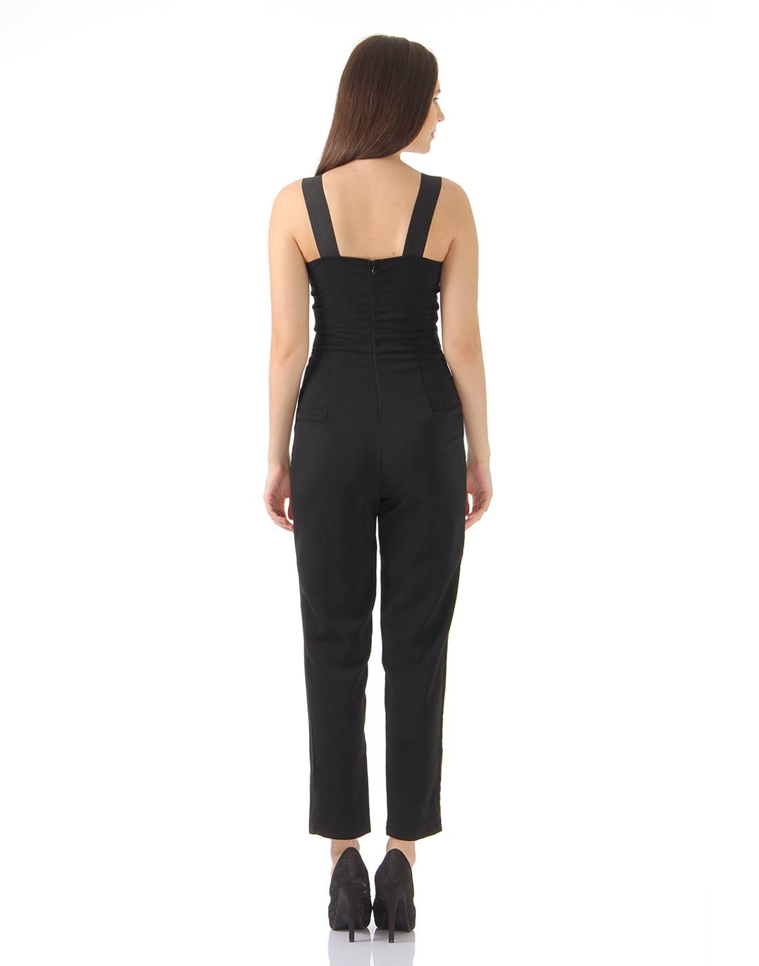 Ax Paris Women Casual Wear Black Jump Suit